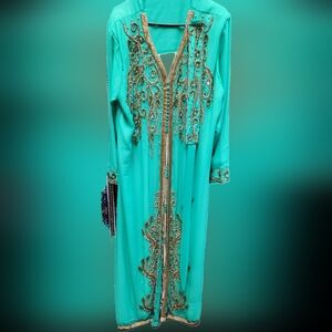 Moroccan kaftan ,Hand made,Embroidered, reighnstone size M
